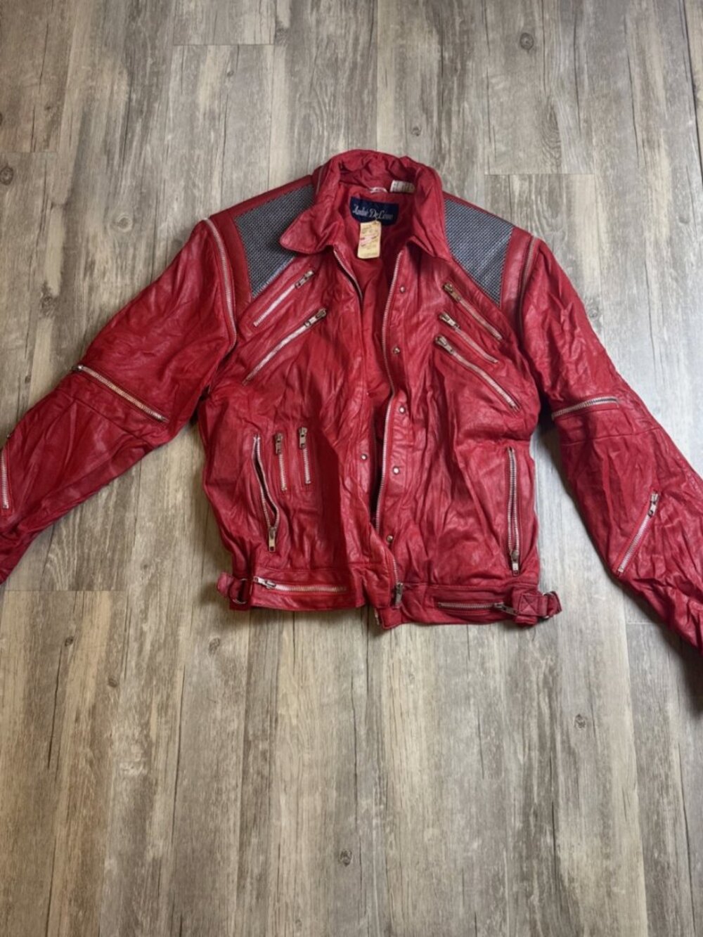 Vintage 80s Red Nylon Michael Jackson Beat It Style Jacket Large